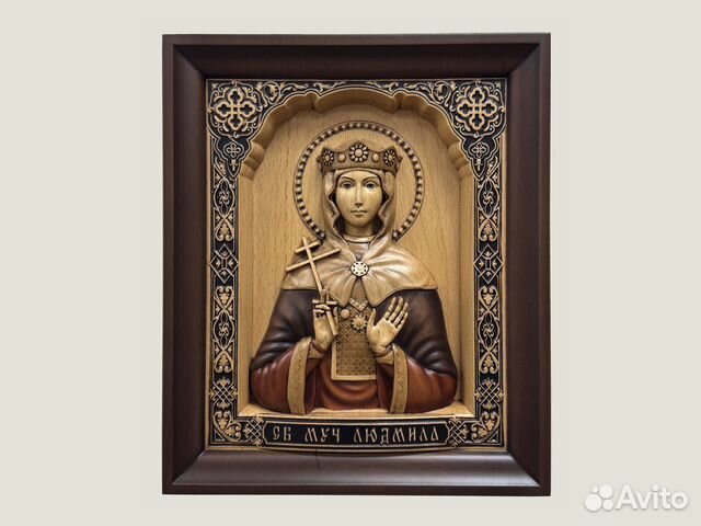 Резная икона Святая Людмила Чешская