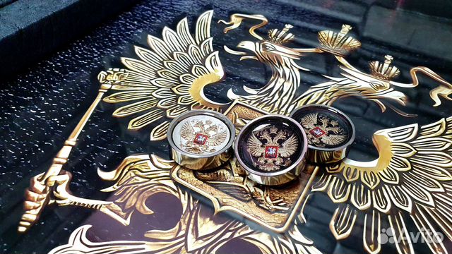 Стальные фишки для нард «Герб России»