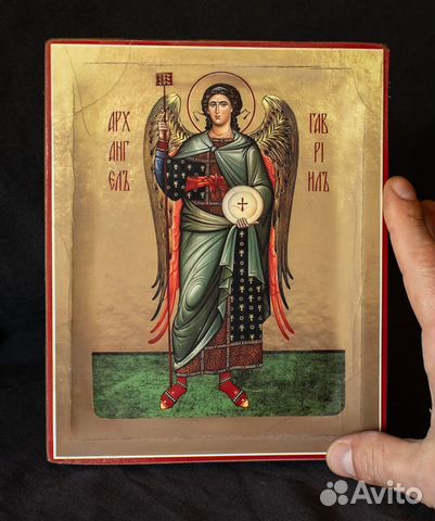 Икона ручной работы "Архангел Гавриил" 21*17 см