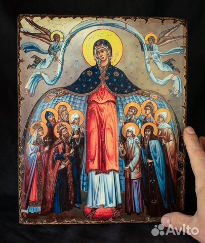 Икона "Покров Пресвятой Богородицы" Старение