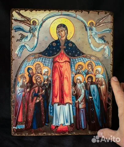 Икона "Покров Пресвятой Богородицы" Старение