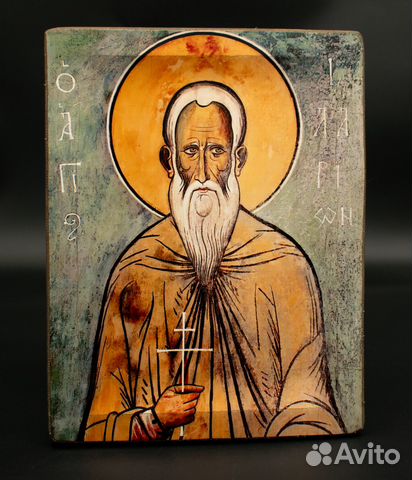 Икона "Преподобный Иларион Великий", дерево, ручна