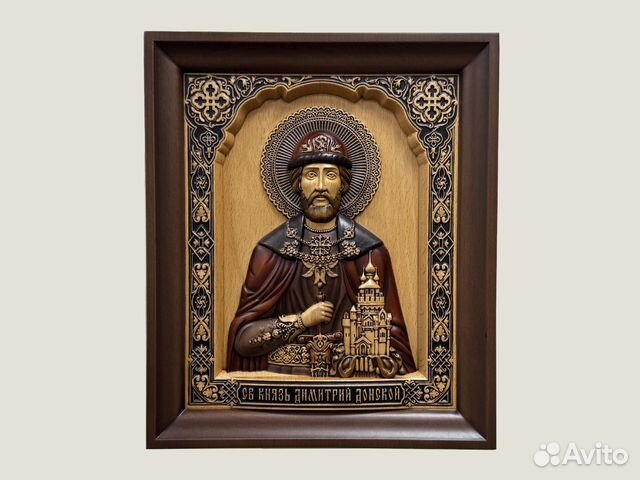 Святой Князь Дмитрий Донской резная икона