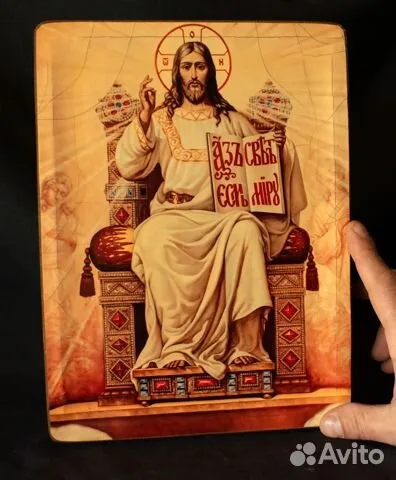 Авторская икона "Вседержитель на троне"