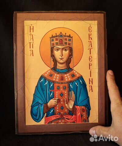 Деревянная Икона "Святая Екатерина"
