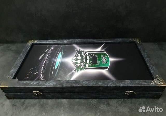 Премиальные нарды под стеклом «Вперёд быки!»