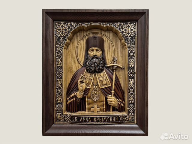 Икона резная из дерева Святой Лука Крымский