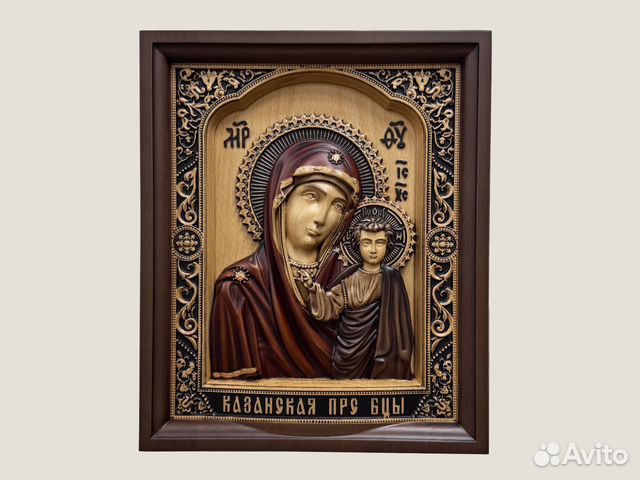 Икона резная из дерева Казанская Божия Матерь