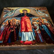 Икона "Покров Пресвятой Богородицы" Старение — фотография 3