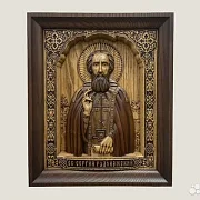 Святой Сергий Радонежский икона из ясеня — фотография 1