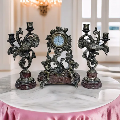 Каминные часы «Колибри» с канделябрами