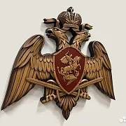 Герб Росгвардии, резной из бука — фотография 2