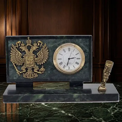 Часы универсальные «Российский герб» на змеевике