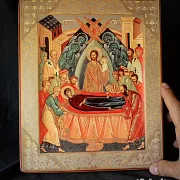 Икона "Успение Богородицы" дерево, ручная работа — фотография 1
