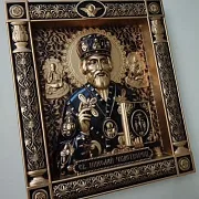 Резная Икона из дерева. Святой Николай Чудотворец — фотография 4