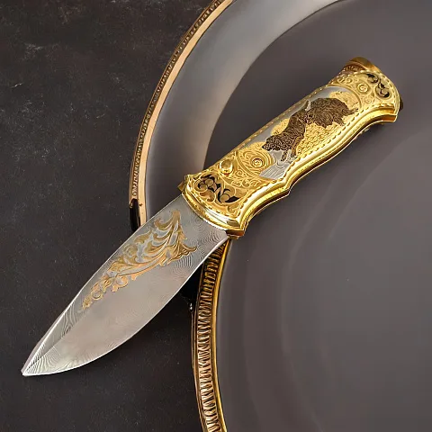 Дамасский складной нож «Собаки»