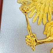 Плакетка «Герб России» из латуни и дерева — фотография 6