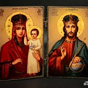 Складень деревянный. Венчальная пара Богоматерь и — фотография 1