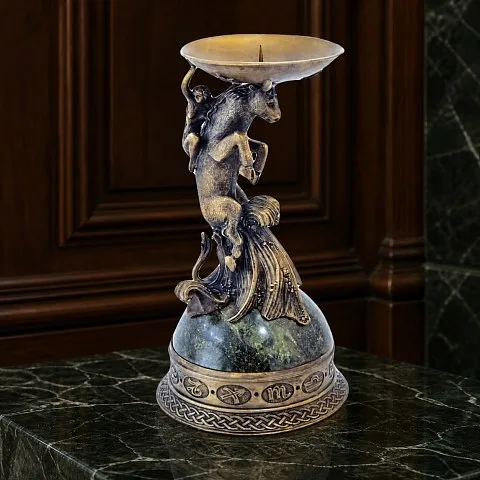 Подсвечник «Телец» из бронзы и змеевика