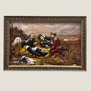 Резная картина «Охотники на привале» 40×60 см — фотография 1