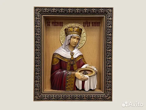 Святая Царица Елена икона резная