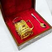 Латунный подстаканник «Русская тройка» — коллекционный подарок — фотография 2