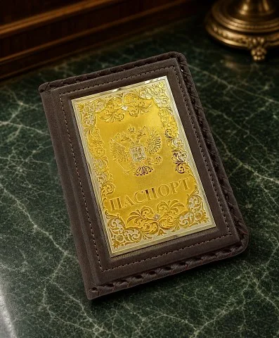 Обложка на паспорт из натуральной кожи №2 — подарок ручной работы
