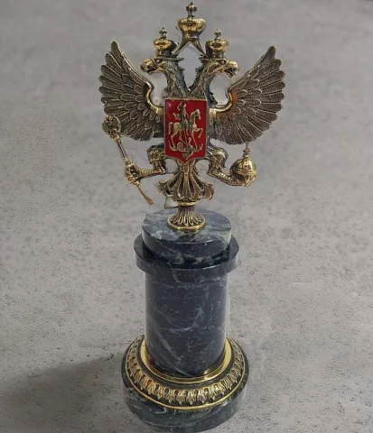 Бронзовая композиция «Герб Российский» (колонна с эмалью)