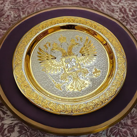 Тарелка "Герб РФ" Большая. Златоуст