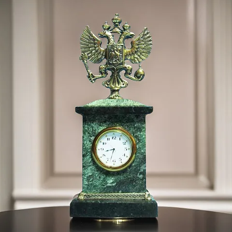 Часы «Презент. Российский герб» со змеевиком