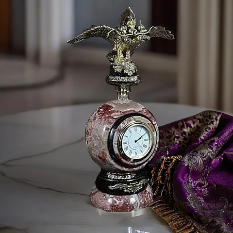 Настольные часы «Двуглавый орел» из змеевика и креноида