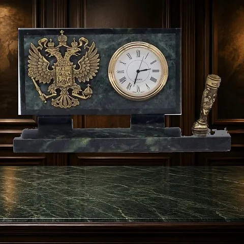 Настольные часы «Российский герб» из бронзы