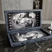 Нарды под стеклом «Царь зверей» — фотография 4