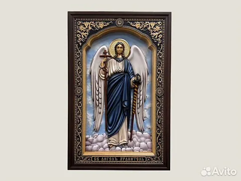 Икона резная из дерева Ангел Хранитель