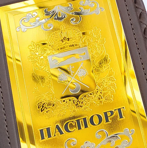Кожаная обложка на паспорт «Герб Оренбургской области»