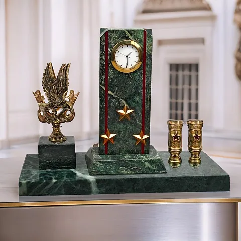 Часы «Погон» с гербом ОКС МВД и подставками