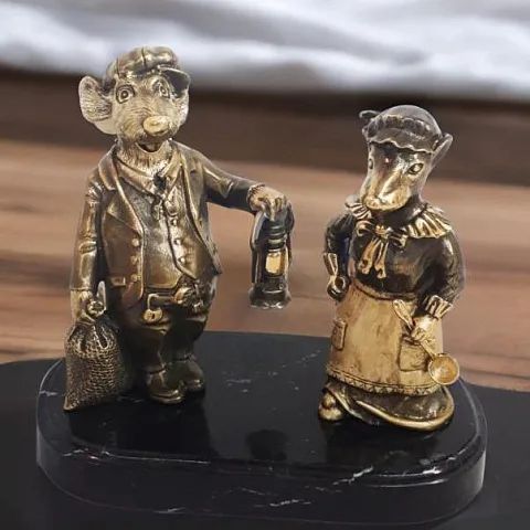 Композиция из бронзы «Крыски» со змеевиком