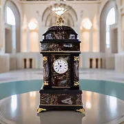 Каминные часы «Орёл» из агата и долерита — фотография 1