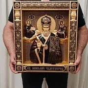 Резная Икона Николай Чудотворец — фотография 4