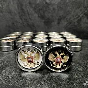 Комплект стальных фишек для нард «Герб России» — фотография 2