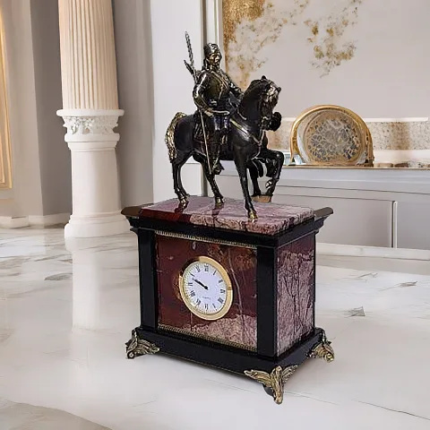 Каминные часы «Казак» из яшмы и долерита